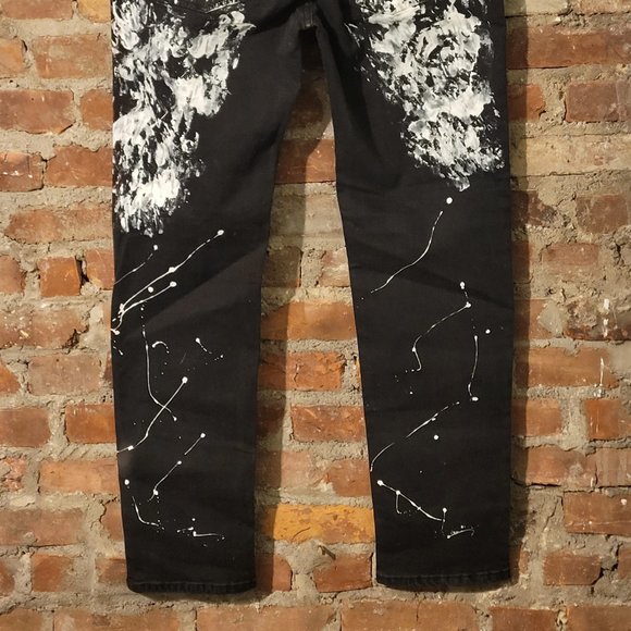 REASON SUPPLY NYC PAINT SPLATTER SLIM STRAIGHT JEANS Sz 38 LEVIS 5 POCKET 38 - Picture 5 of 10